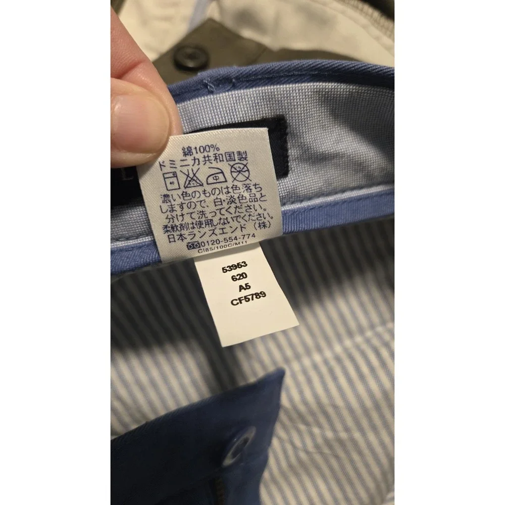 Lot 2 Lands' End Men's Chino Pants ~ 34x32 Tailored Fit Blue & Olive Cotton PICS